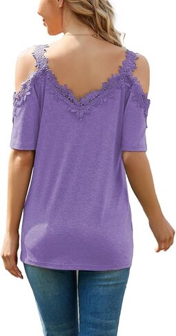 KKG Womens Sexy Cold Shoulder Tops, Casual Off Shoulder Open Shoulder Shirts in Kuwait