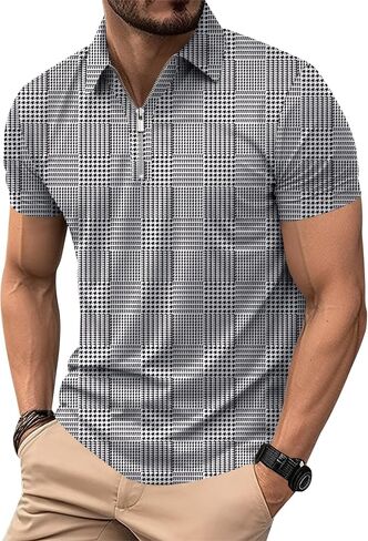 Arvilhill Men's Short Sleeve Zipper Polo Shirt in Saudi Arabia