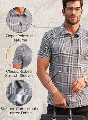 Arvilhill Men's Short Sleeve Zipper Polo Shirt in Saudi Arabia