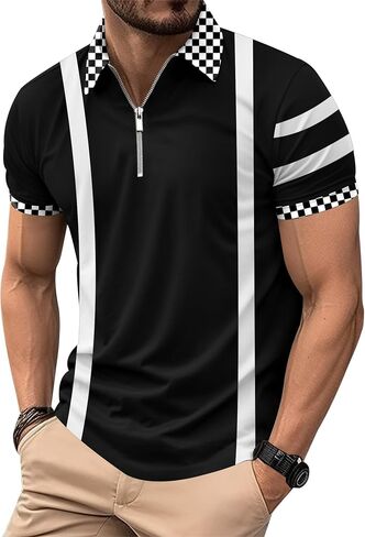 Arvilhill Men's Short Sleeve Zipper Polo Shirt in Saudi Arabia