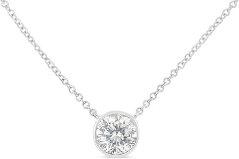 Original Classics 10K White, Yellow and Rose Gold Bezel-Set Diamond Solitaire Pendant Necklace (H-I Color, SI2-I1 Clarity) - Choice of Gold Color and Weight in Saudi Arabia