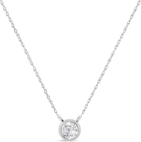 Original Classics 10K White, Yellow and Rose Gold Bezel-Set Diamond Solitaire Pendant Necklace (H-I Color, SI2-I1 Clarity) - Choice of Gold Color and Weight in Saudi Arabia