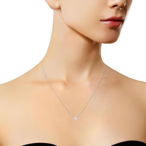 Original Classics 10K White, Yellow and Rose Gold Bezel-Set Diamond Solitaire Pendant Necklace (H-I Color, SI2-I1 Clarity) - Choice of Gold Color and Weight in Saudi Arabia