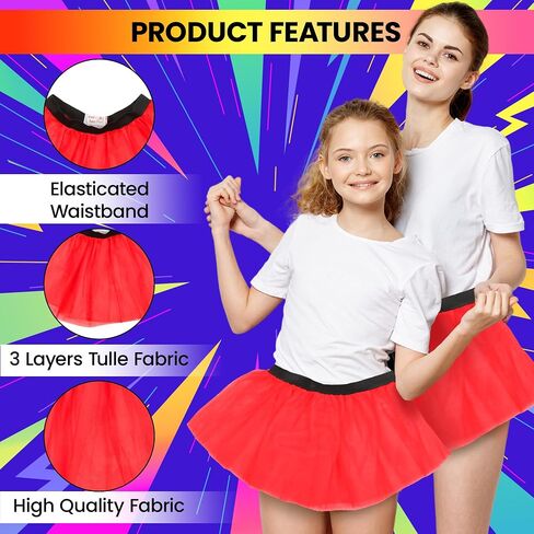 Ladies Neon Tutu Skirt 80s Party Outfit Hen Party Running Costume 1980s (One Size, Purple) in Saudi Arabia