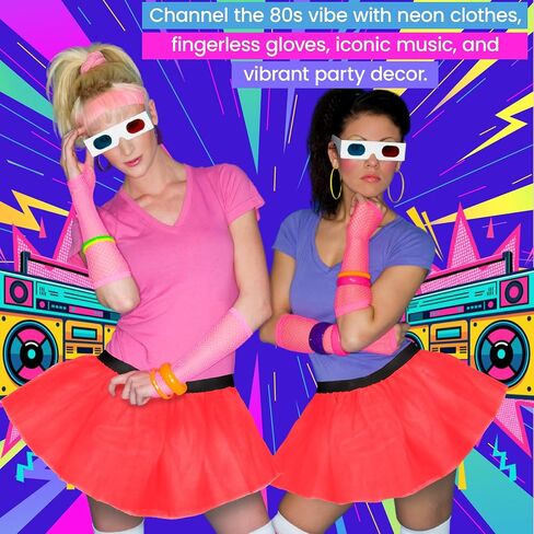 Ladies Neon Tutu Skirt 80s Party Outfit Hen Party Running Costume 1980s (One Size, Purple) in Saudi Arabia