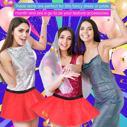 Ladies Neon Tutu Skirt 80s Party Outfit Hen Party Running Costume 1980s (One Size, Purple) in Saudi Arabia