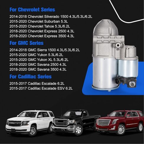 12695760 محرك بداية متوافق مع شيفروليه سيلفرادو 1500 سوبربان تاهو إكسبريس 2500 3500 جي إم سي سييرا 1500 يوكون سافانا 2500 3500 4.3L 5.3L 6.2L V6 V8 2014-2020 استبدال # 12655055 in Kuwait