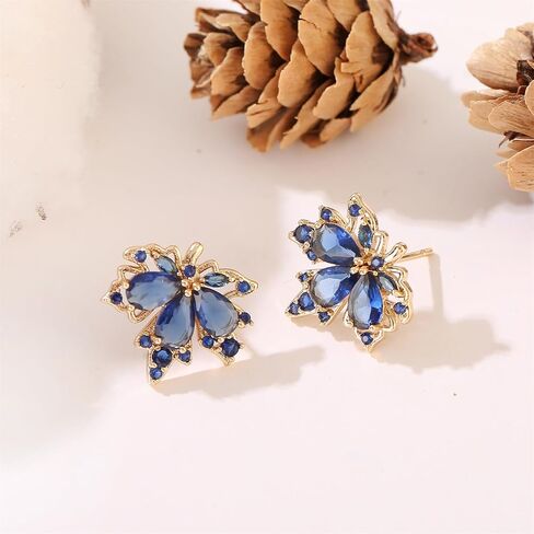 ATIMIGO Fall Maple Leaf CZ Stud Earrings Cute Sparkly Hypoallergenic Cubic Zirconia Crystal Rose/White/14K Gold Stud Earrings for Women Thanksgiving Earrings Accessories Jewelry Gifts in Kuwait