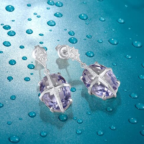 Santuzza 925 Sterling Silver Gemstone Glass Dangling Stud Earrings for Women in Saudi Arabia