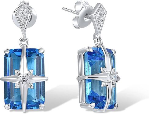 Santuzza 925 Sterling Silver Gemstone Glass Dangling Stud Earrings for Women in Saudi Arabia