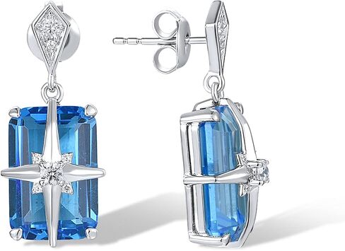 Santuzza 925 Sterling Silver Gemstone Glass Dangling Stud Earrings for Women in Saudi Arabia