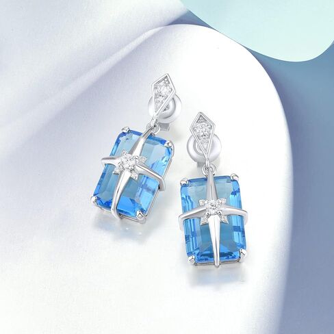 Santuzza 925 Sterling Silver Gemstone Glass Dangling Stud Earrings for Women in Saudi Arabia