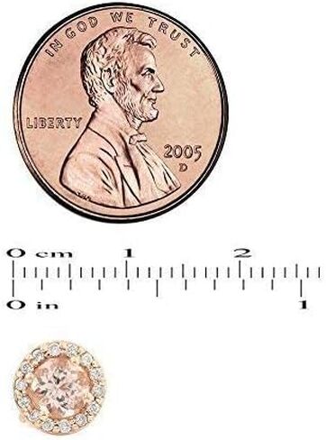 14K Rose Gold Round Morganite & Diamond Ladies Halo Style Stud Earrings in Kuwait