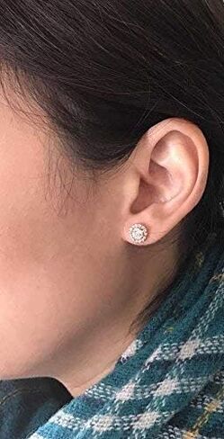 14K Rose Gold Round Morganite & Diamond Ladies Halo Style Stud Earrings in Kuwait