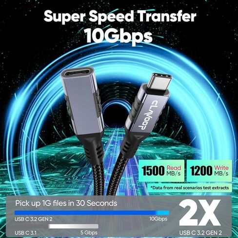كابل تمديد USB C بطول 3 أقدام، سلك موسع USBC 20 جيجابت في الثانية لنقل البيانات/شحن سريع 240 وات/4K@60 هرتز عالي الدقة USB Type C 3.2 Gen 2 ذكر إلى أنثى مضفر لمحور منفذ USB-C والكمبيوتر المحمول والهاتف والشاشة المحمولة in Kuwait