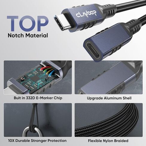 كابل تمديد USB C بطول 3 أقدام، سلك موسع USBC 20 جيجابت في الثانية لنقل البيانات/شحن سريع 240 وات/4K@60 هرتز عالي الدقة USB Type C 3.2 Gen 2 ذكر إلى أنثى مضفر لمحور منفذ USB-C والكمبيوتر المحمول والهاتف والشاشة المحمولة in Kuwait