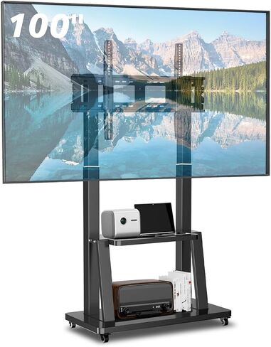 Rolling TV Stand, TV Stand with Wheels for 32-70 inch TV, Hight Adjustable,15° Adjustable Viewing Angle, Portable TV Stand with Shelf, Max 88 LBS, Vesa max 600×400 in Saudi Arabia