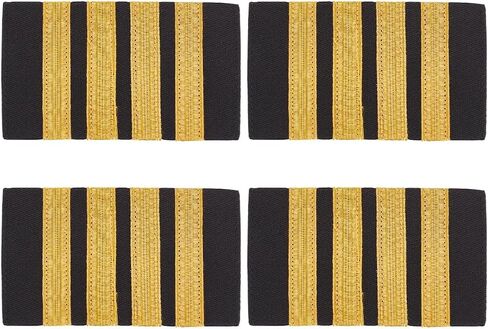 MAYJOYDIY 2 Pairs Pilot Uniform Epaulets Captain Shoulder Boards Insignia Sliders 3.27 x 1.96inch Epaulette Sliders with Four Gold Stripes for Cosplay Party Performance, Collections and Gifts in Saudi Arabia
