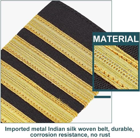 MAYJOYDIY 2 Pairs Pilot Uniform Epaulets Captain Shoulder Boards Insignia Sliders 3.27 x 1.96inch Epaulette Sliders with Four Gold Stripes for Cosplay Party Performance, Collections and Gifts in Saudi Arabia