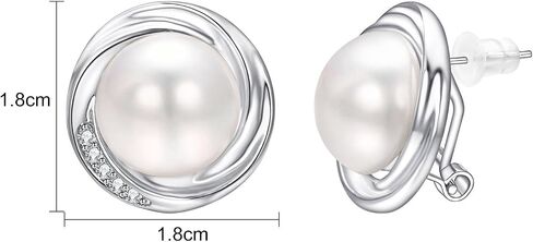 Yoursfs Round White Pearl Stud Earrings for Women Dainty Hypoallergenic Spiral Earrings Cubic Zirconia Jewelry in Saudi Arabia