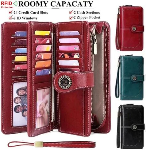 Women Leather Wallet Crossbody Bag Shoulder Bag Double Zipper Mobile Phone Purse Bag with Shoulder Strap in Saudi Arabia