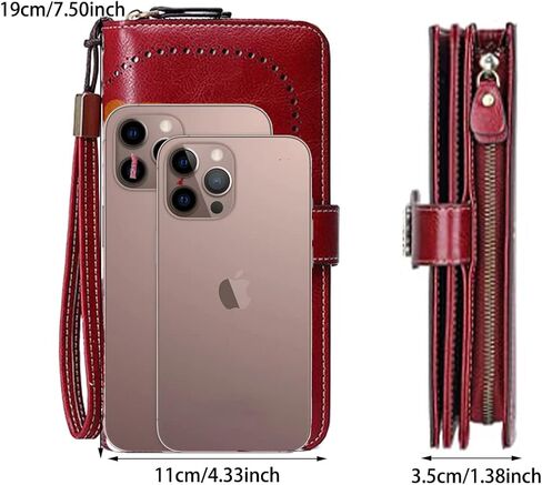 Women Leather Wallet Crossbody Bag Shoulder Bag Double Zipper Mobile Phone Purse Bag with Shoulder Strap in Saudi Arabia