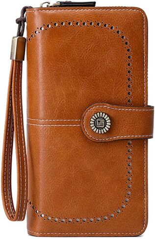 Women Leather Wallet Crossbody Bag Shoulder Bag Double Zipper Mobile Phone Purse Bag with Shoulder Strap in Saudi Arabia