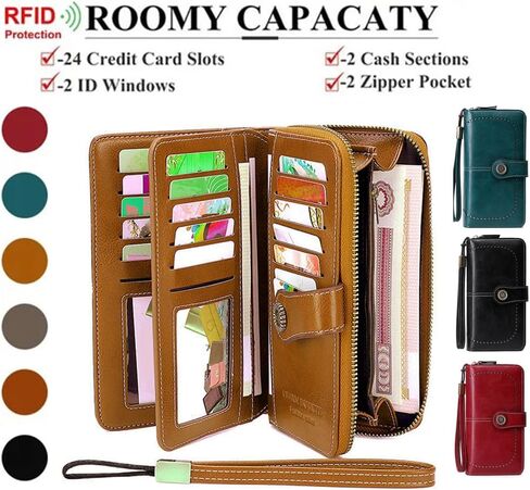 Women Leather Wallet Crossbody Bag Shoulder Bag Double Zipper Mobile Phone Purse Bag with Shoulder Strap in Saudi Arabia