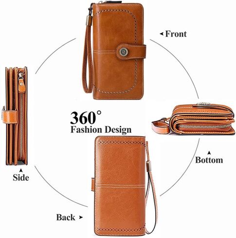 Women Leather Wallet Crossbody Bag Shoulder Bag Double Zipper Mobile Phone Purse Bag with Shoulder Strap in Saudi Arabia