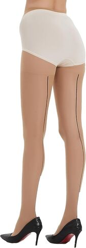 Citystl 2 Pairs Backseam Black Tights for women - 20D Sheer Tights - Control Top Pantyhose with Reinforced Toes in Kuwait