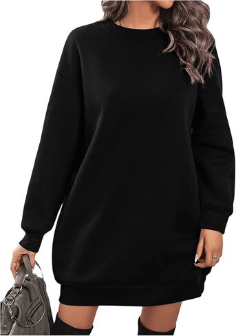 Women's Oversized Crewneck Sweatshirts Tops Long Sleeve Drop Shoulder Casual Pullover Dress in Saudi Arabia