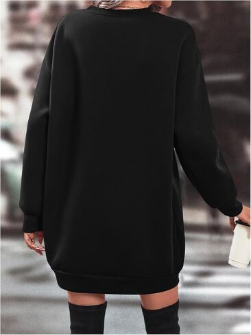 Women's Oversized Crewneck Sweatshirts Tops Long Sleeve Drop Shoulder Casual Pullover Dress in Saudi Arabia