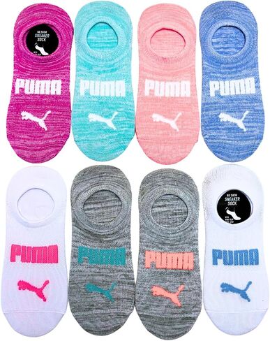 PUMA Women's Sneaker Liner Socks, 8 pair, Assorted Colors, Fits 5-9.5 in Saudi Arabia