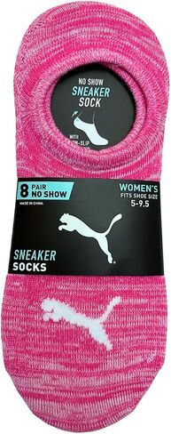 PUMA Women's Sneaker Liner Socks, 8 pair, Assorted Colors, Fits 5-9.5 in Saudi Arabia