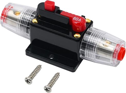 60A قطاع دارة التبديل مضمنة فيوز قطاع دارة حامل إعادة تعيين الصمامات دليل إعادة تعيين 12 فولت-48 فولت تيار مستمر ل مركبة بحرية سيارة الصوت الصوت RV شاحنة in Kuwait