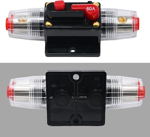 60A قطاع دارة التبديل مضمنة فيوز قطاع دارة حامل إعادة تعيين الصمامات دليل إعادة تعيين 12 فولت-48 فولت تيار مستمر ل مركبة بحرية سيارة الصوت الصوت RV شاحنة in Kuwait