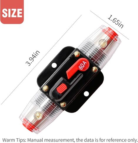 60A قطاع دارة التبديل مضمنة فيوز قطاع دارة حامل إعادة تعيين الصمامات دليل إعادة تعيين 12 فولت-48 فولت تيار مستمر ل مركبة بحرية سيارة الصوت الصوت RV شاحنة in Kuwait