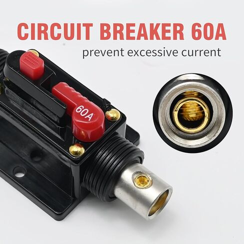 60A قطاع دارة التبديل مضمنة فيوز قطاع دارة حامل إعادة تعيين الصمامات دليل إعادة تعيين 12 فولت-48 فولت تيار مستمر ل مركبة بحرية سيارة الصوت الصوت RV شاحنة in Kuwait