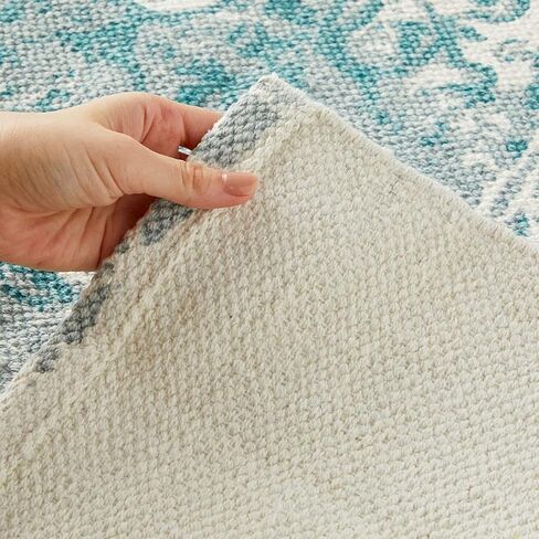 Juvale Vintage Jute Area Rug, Bohemian Style Home Décor (Light Blue, 5 x 7 Feet) in Saudi Arabia