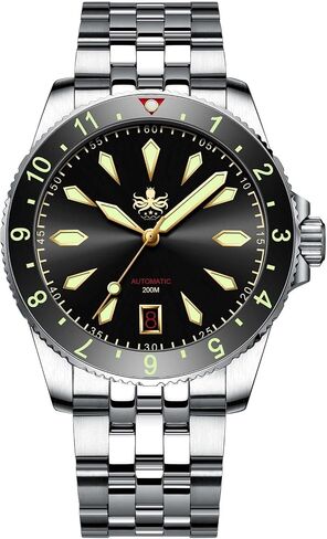 PHOIBOS Voyager Men's Automatic Diver's Watch 316L Stainless Steel Case&Bracelet with 200M Water Resistance PY035 in Saudi Arabia