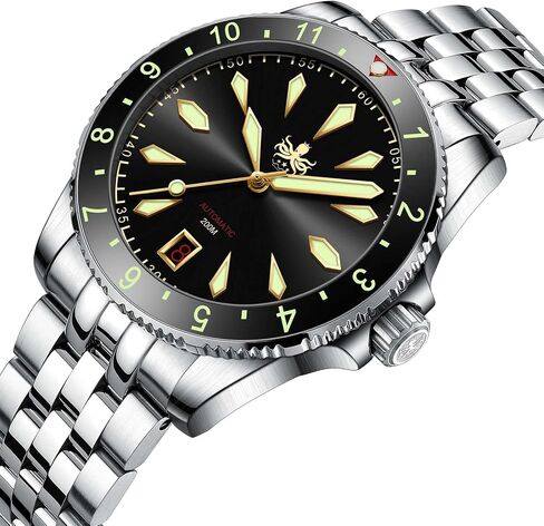 PHOIBOS Voyager Men's Automatic Diver's Watch 316L Stainless Steel Case&Bracelet with 200M Water Resistance PY035 in Saudi Arabia