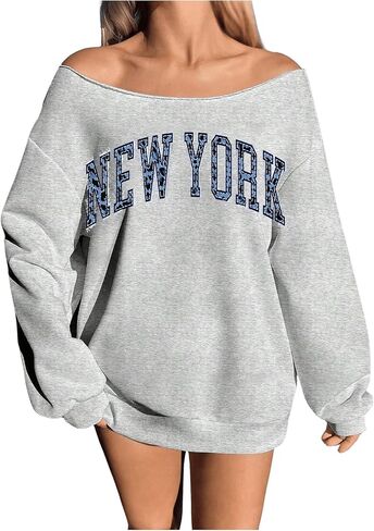 SHENHE Women's Plus Size Off Shoulder Letter Print Sweatshirts Lounge Workout Wear Pullover Tops in Saudi Arabia