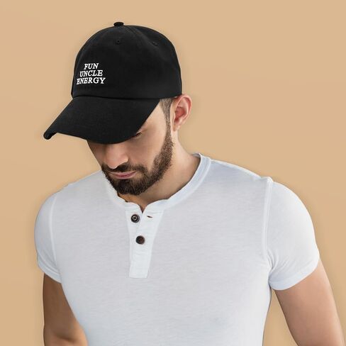 Hanna Roberts Fun Uncle Energy Black Hat | Cap with White Embroidered Letters in Kuwait