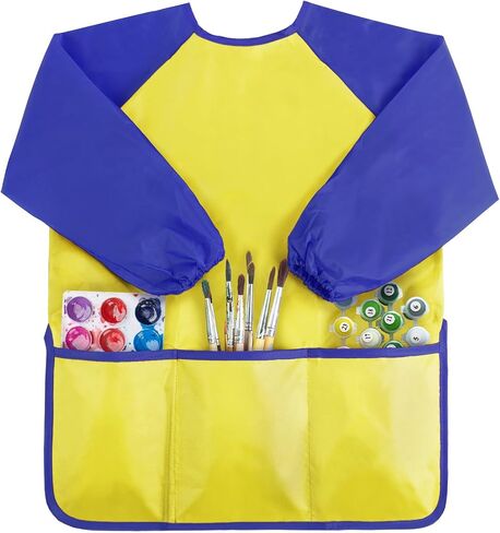Kopokita Kids Toddlers Art Smock, Kids Painting Apron Waterproof Children Kids Artist Smock with Long Sleeve with 3 Pockets in Saudi Arabia