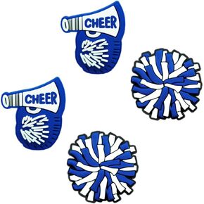 Blue Cheerleading Shoe Charms - Sport-Themed Decoration Charms Gift for Boys Kids Teens and Adults - Set of 4