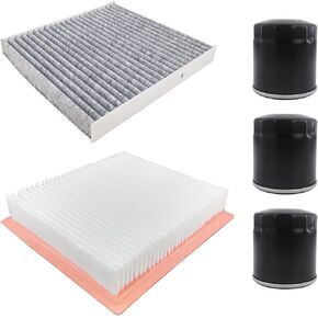 Engine Air Filter & Cabin Air Filter & 3 Pcs Oil Filter Fit for 2009-2019 Dodge Journey 2.4L Replace part 5058693AA 5058381AA 4892339AB 4892339AA 4891916AA Filter Set