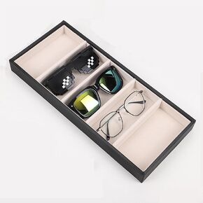 Sunglass Organizer Tray, 5 Grids Velvet Eyeglasses Watch Holder Eyeglasses Watches Jewelry Display Organizer Tray Glasses Organizer Sunglasses Tray Sunglasses Display Storage Case for Women Men(Black)