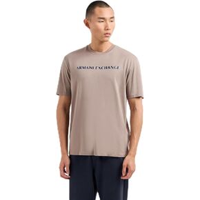 Armani Exchange Men's Textured Logo Regular Fit Cotton Jersey Tee