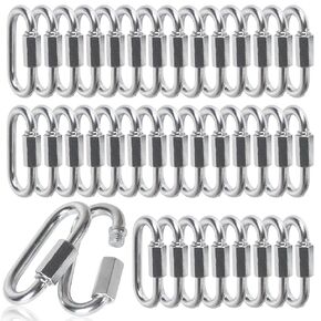 100 pcs Quick Links,1/4 Inch Quick Chain Link,Heavy Duty Chain Quick Link 660lbs Capacity,Quick Link Chain Connector,Safety Chain Connector Link,Galvanized D Shape Repair Chain Link
