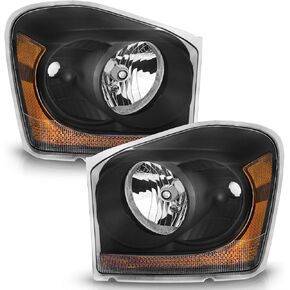 Halogen Headlights for 2004-2005 Dodge Durango Headlight Assembly Pair Replacement for 04-05 Durango Chrome Housing
